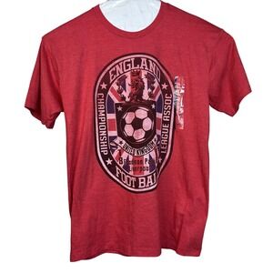 England Football Championship Shirt Mens Large Red Heather Graphic Soccer Tee